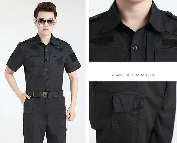 夏季保安執(zhí)勤工作服套裝款式領(lǐng)口細節(jié)展示圖
